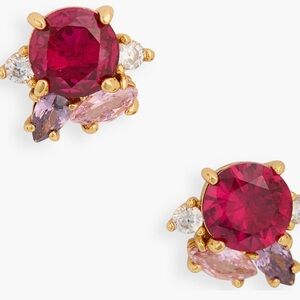 Kate Spade Gold and Red Cluster Earrings